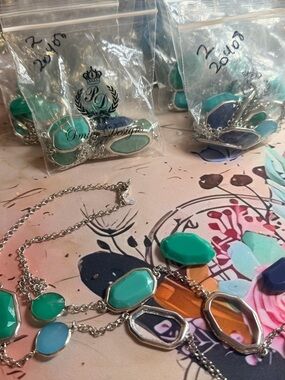 Lot of 10 Premier design Turquoise and Aqua Multi-Stone Silver Necklace - Repair